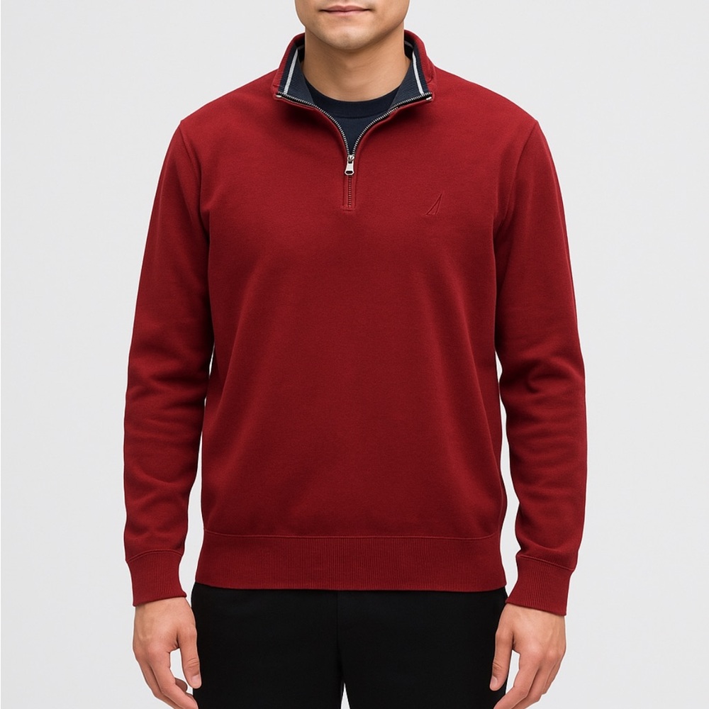 Nautica Men's Burgundy Zip-Up Sweater